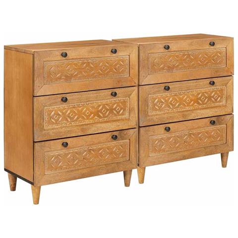 Credenza 2 pcs Marrone 60 x 33 x 75 cm legno massello di mango - Foto 1