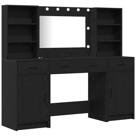 Set da trucco 3 pezzi in legno ingegnerizzato nero - Foto 1