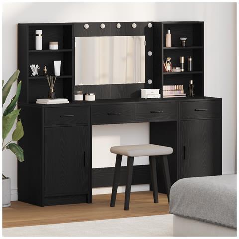 Set da trucco 3 pezzi in legno ingegnerizzato nero - Foto 2