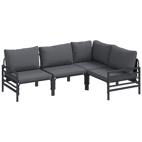 Set Divano da Giardino 4 pcs Antracite Acciaio - Foto 1