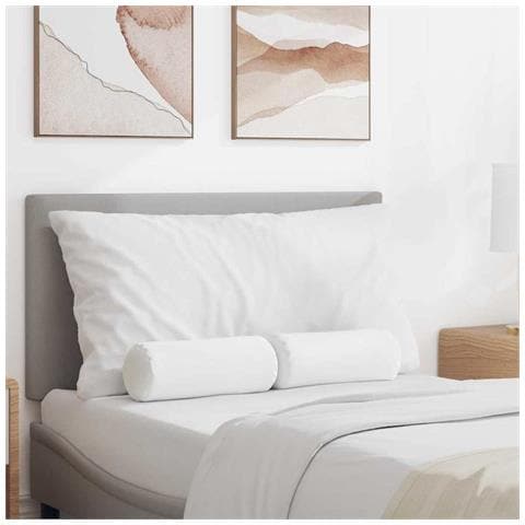 Cuscini a rullo 2 pcs Bianco Ø 15 x 40 cm Tessuto - Foto 2