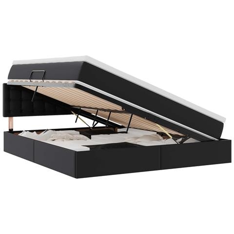 Letto con Contenitore Nero 160 x 200 cm Pelle Sintetica - Foto 1