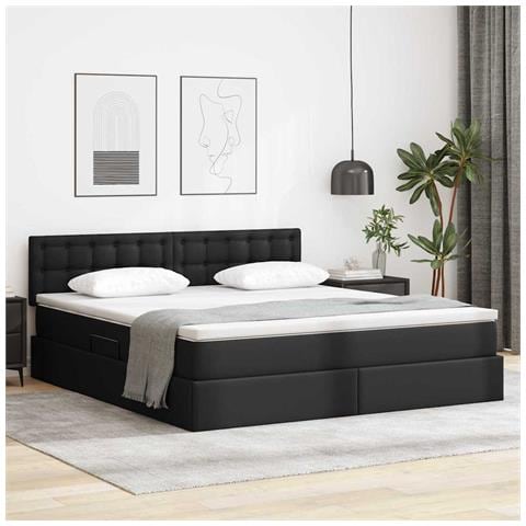 Letto con Contenitore Nero 160 x 200 cm Pelle Sintetica - Foto 2