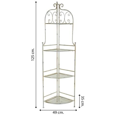 Scaffale Angolare In Ferro Battuto Argento 49x35x125h - Foto 5