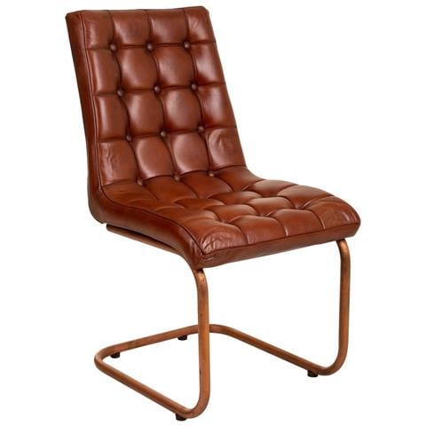 Sedia In Metallo E Pelle Marrone 46x46x93h - Foto 1