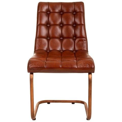 Sedia In Metallo E Pelle Marrone 46x46x93h - Foto 2