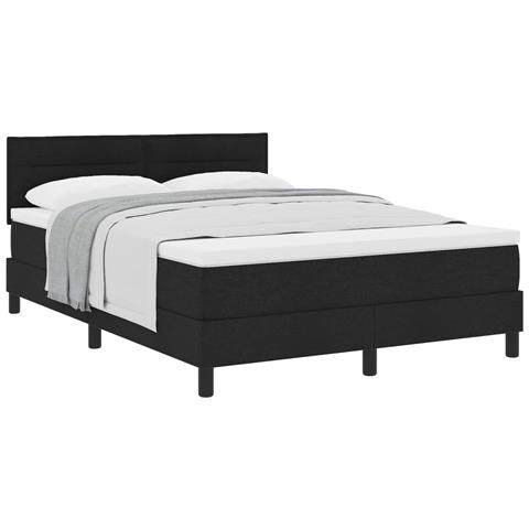 Letto a molle con materasso Nero 160 x 200 cm Tessuto - Foto 1