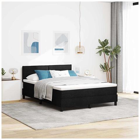 Letto a molle con materasso Nero 160 x 200 cm Tessuto - Foto 2