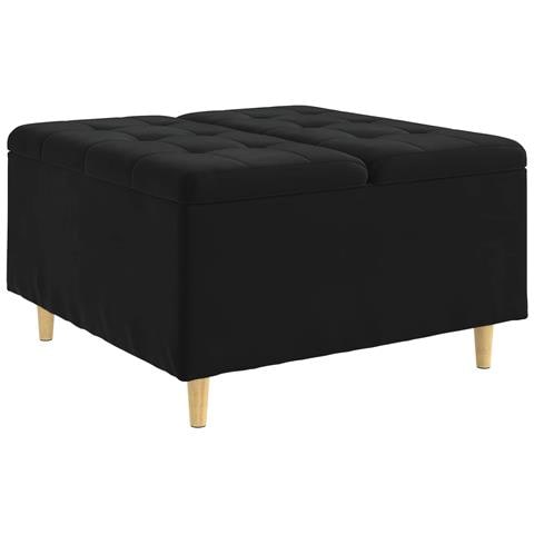 Pouf contenitore con cuscino Nero 80 x 80 x 45 cm Velluto - Foto 1