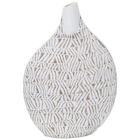 Vaso Nairobi Bianco In Resina Slanciato 30,5x46,5 Cm - Foto 1