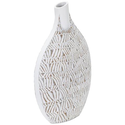 Vaso Nairobi Bianco In Resina Slanciato 30,5x46,5 Cm - Foto 2