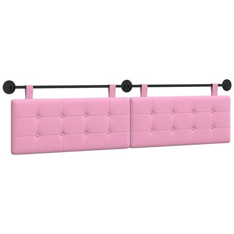 Testata appesa Montaggio a parete Rosa 210 x 55 x 5 cm Tessuto - Foto 1