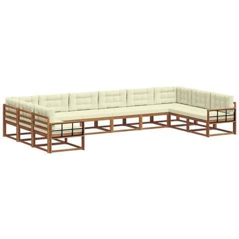 Set di divani da esterno con cuscino 10 pcs Naturale e Crema - Foto 1