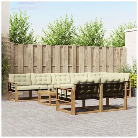 Set di divani da esterno 9 pcs Bianco e Crema 79 x 79 x 37 cm - Foto 2