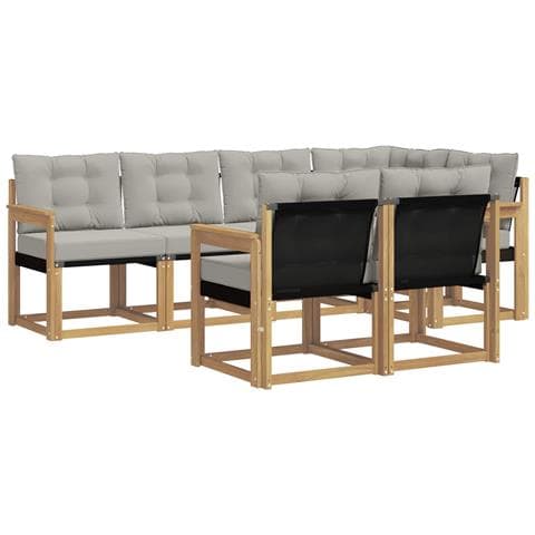 Set di divani da esterno 7 pcs Bianco e Grigio Chiaro - Foto 1