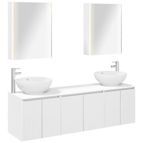 Set di Armadi da Bagno 5 pcs Bianco Legno ingegnerizzato - Foto 1
