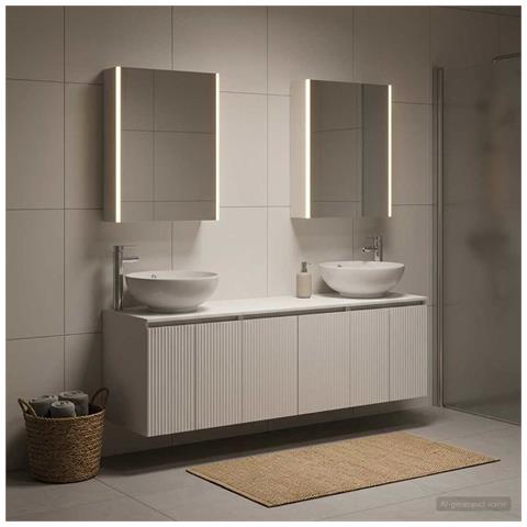 Set di Armadi da Bagno 5 pcs Bianco Legno ingegnerizzato - Foto 2