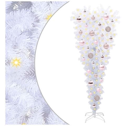 Albero di Natale artificiale Bianco 120 cm PVC e Acciaio - Foto 1