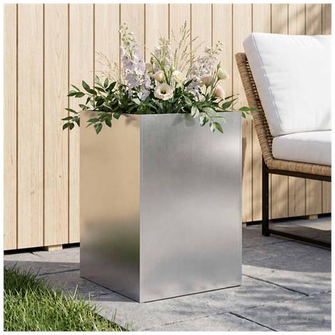 Vaso da giardino Argento 40 x 40 x 75 cm Acciaio Inox - Foto 2