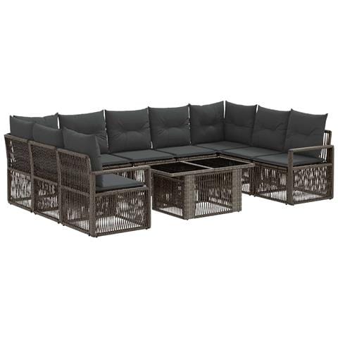 Set Divano da Giardino 10 pz Grigio e Grigio Scuro polyrattan - Foto 1