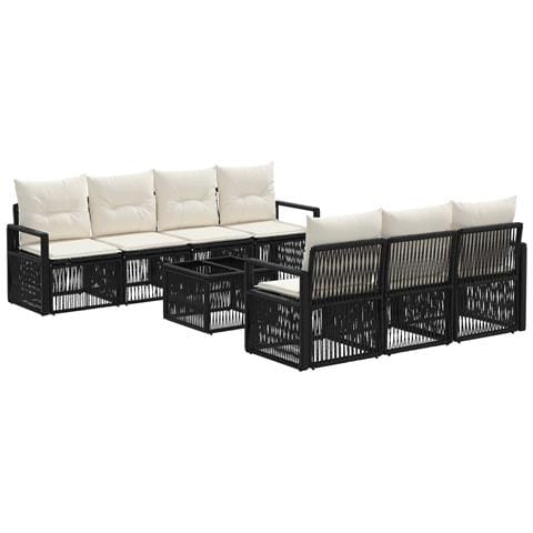Set Divano da Giardino 8 pz Nero polyrattan - Foto 1