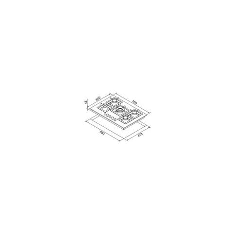 Piano Cottura PGSP75140CS a Gas 5 Fuochi Gas da 75 cm Colore Nero  - Foto 2
