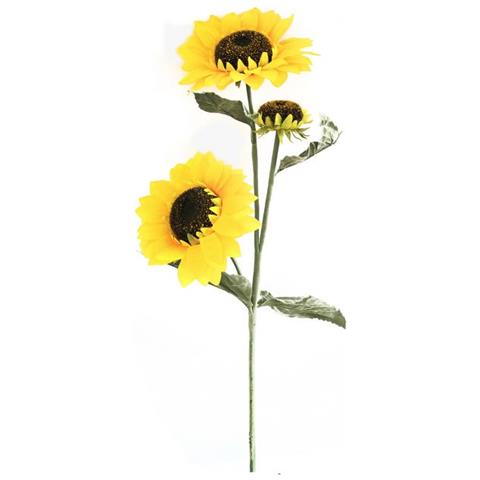 25 Fiori Artificiali Tris Girasole 80 Cm Finti Decorazione Per Festa Cerimonie Matrimonio Hotel - Foto 1