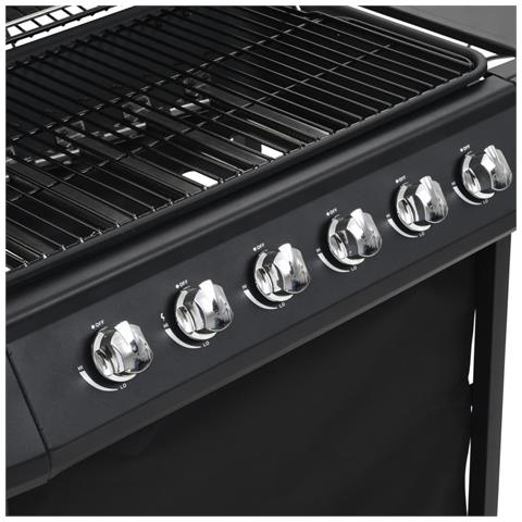 Barbecue Griglia A Gas Con 6 Fornelli Acciaio Nero - Foto 2