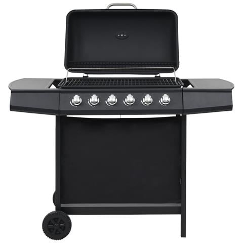 Barbecue Griglia A Gas Con 6 Fornelli Acciaio Nero - Foto 1