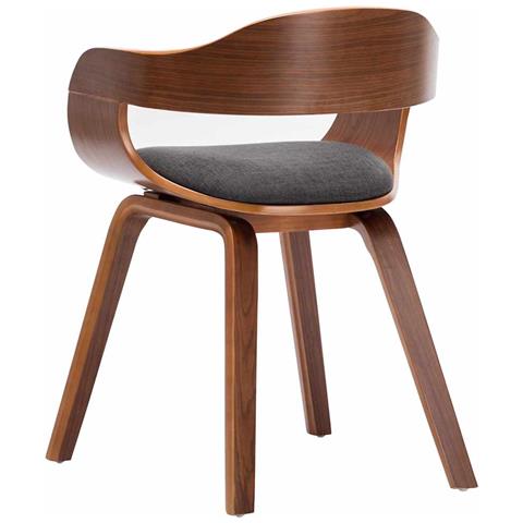 Sedia Da Pranzo Grigio Scuro In Tessuto E Legno Curvato - Foto 7