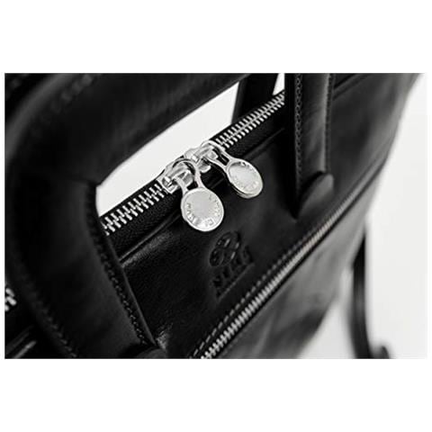 Cartella Di Cuoio Hand-crafted Messenger Affari Borsa A Tracolla Per Un Massimo Di 15 Pollici Laptop Nero - Resistenza Tempo - Foto 4