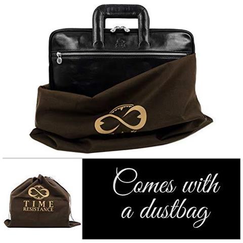 Cartella Di Cuoio Hand-crafted Messenger Affari Borsa A Tracolla Per Un Massimo Di 15 Pollici Laptop Nero - Resistenza Tempo - Foto 2
