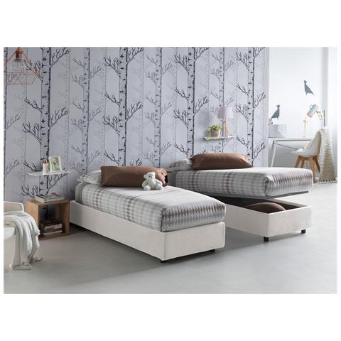 TALAMO ITALIA Letto contenitore Singolo Silvia Sommier Made in Italy Letto con rivestimento in tessuto Apertura frontale adatto per materasso cm 90x190 Bianco OG12515 TALAMO ITALIA Letto contenitore Singolo Silvia Sommier Made in Italy Letto con rivestimento in tessuto Apertura frontale adatto per materasso cm 90x190 Bianco OG12515