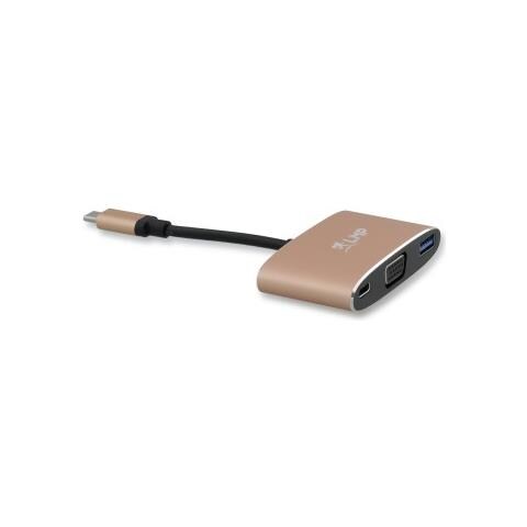 Usb-c (m) To Vga & Usb 3.0 (f) & Usb-c Charging Multiport Adapter, Aluminium, Gold *new - Foto 2