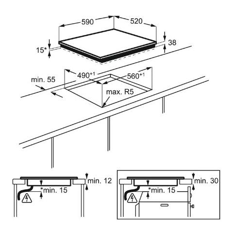 Piano Cottura EHF6547FXK Elettrico 4 Zone Cottura da 59 cm Colore Nero - Foto 8