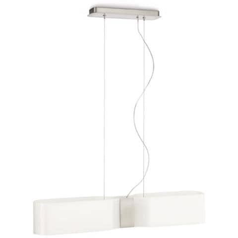 Saar - Sospensione Barra Angoli Arrotondati In Vetro Bianco E Metallo - Foto 1