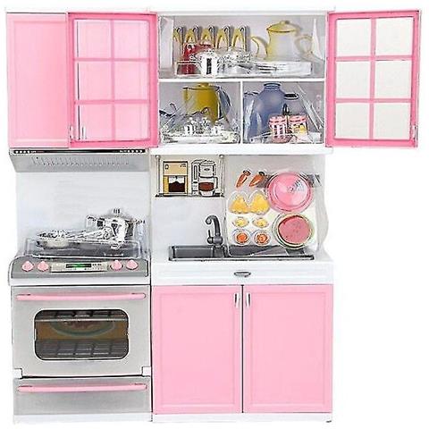 Giocattoli Da Cucina In Legno Per Bambini - Set Completo Con Pentole, Padelle E Cibo Finto, Colore Rosa