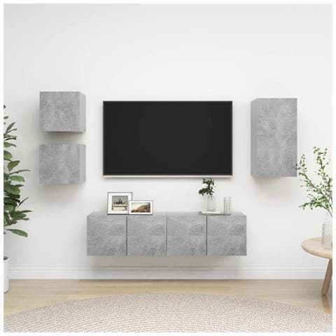 Set Porta Tv 5 Pz Grigio Cemento In Truciolato - Foto 10