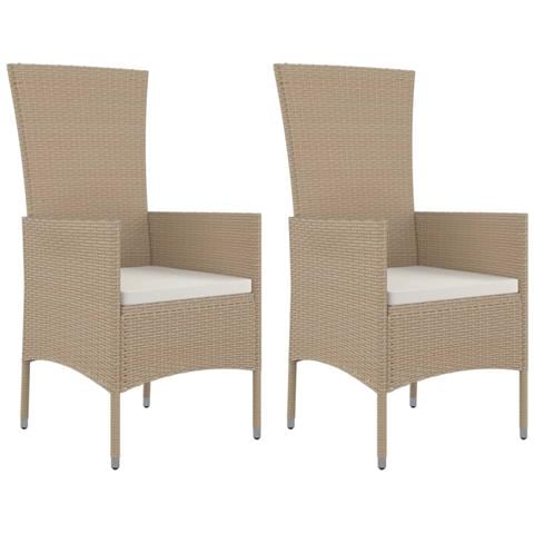 Set Da Pranzo Da Giardino 3 Pz Con Cuscini Beige In Polyrattan - Foto 2