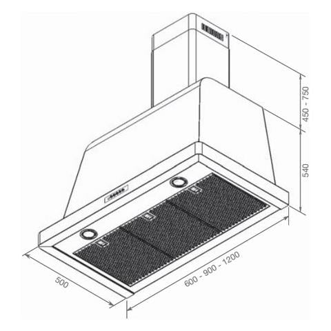 Cappa Dolcevita a Parete da 60 cm Aspirante Colore Avorio/ Acciaio Inossidabile - Foto 2