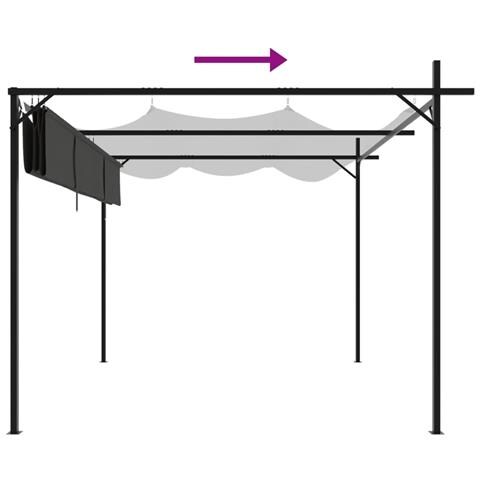 Pergola Con Tetto Retrattile Antracite 295x292x230 Cm - Foto 7