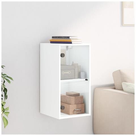 Mobile A Muro Con Ante In Vetro Bianco 35x37x68,5 Cm - Foto 3