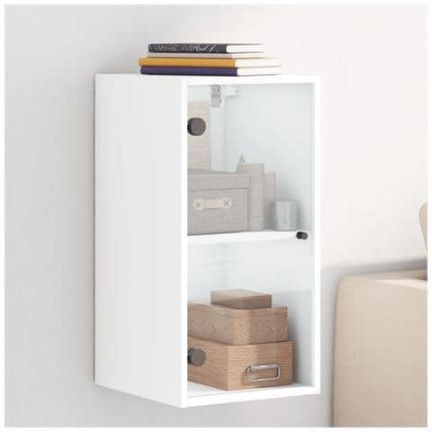 Mobile A Muro Con Ante In Vetro Bianco 35x37x68,5 Cm - Foto 1