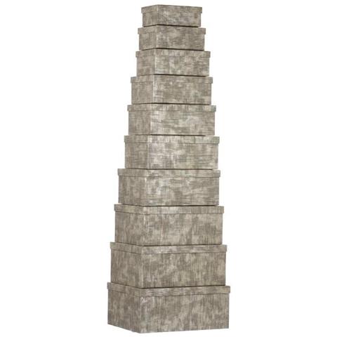 Set Di Scatole Per Sistemare Impilabili Righe Antracite Cartone (2 Unità) - Foto 3