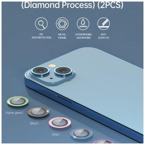 Proteggi lenti diamantate iPhone13 &13 Mini Cornice Blue - Foto 1