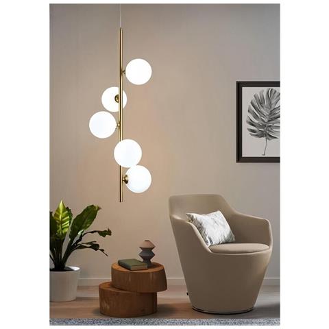Lampadario A Sospensione 5 Sfere In Vetro Attacco G9 Moderno Color Bronzo - Foto 1