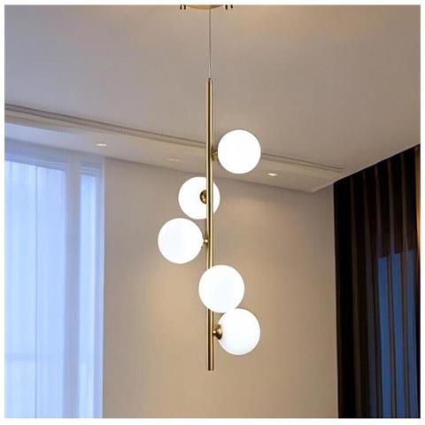 Lampadario A Sospensione 5 Sfere In Vetro Attacco G9 Moderno Color Bronzo - Foto 2