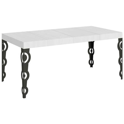 Tavolo Allungabile 90x90/246 Cm Karamay Premium Bianco Frassino Telaio Antracite - Foto 1