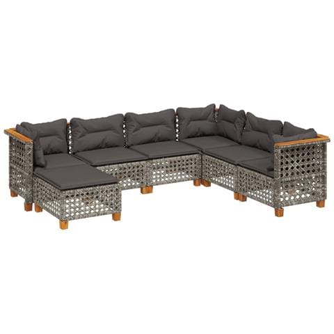 Set Divani da Giardino 7 pz con Cuscini Grigio in Polyrattan - Foto 1