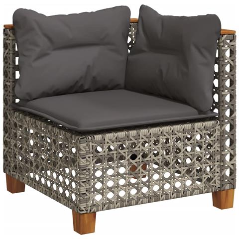 Set Divani da Giardino 7 pz con Cuscini Grigio in Polyrattan - Foto 9